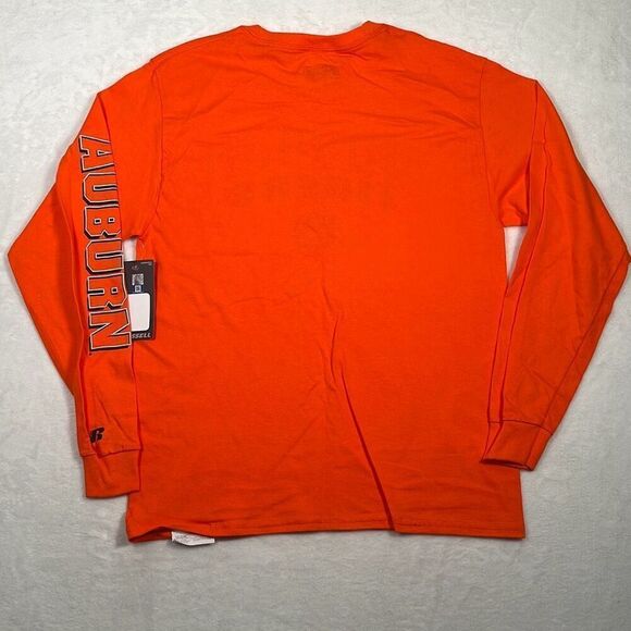 Auburn Tigers college long sleeve Russell Athletic Orange T-shirt Men Medium NWT - Picture 6 of 6